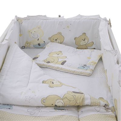 Lenjerie MyKids Teddy Play Bej 4+1 Piese M1 140x70