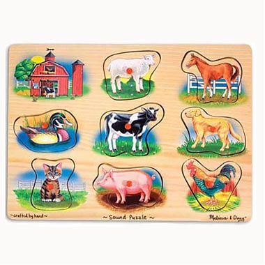 Puzzle lemn cu sunete Animale de la Ferma, natur