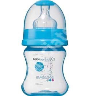 Biberon Evidence PP 140 ml tetina din silicon, bleu