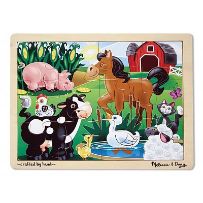 Puzzle din lemn cu 12 piese Ferma