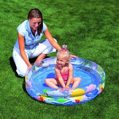 Piscina Gonflabila Transparent Sea Life Cu 2 Inele
