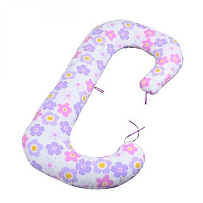 Soft - Perna 3 in 1 pentru gravide si bebelusi Floricele pe campie - Mov