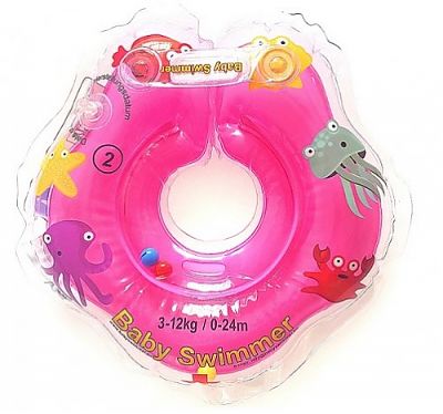 Colac de inot pentru gat cu zornaitoare 0-24 luni (3-12kg) ROZ