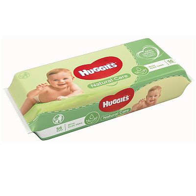 Șervețele umede Natural Care cu aloe vera pentru copii, 56 buc